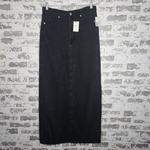 Forever 21 Black Denim Midi Skirt